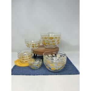 Durable Imperial 'Flower Dute' 11 pcs Glass Nesting Bowl Set Sunflower Motif
